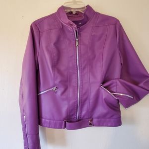 Faux leather Purple moto motorcycle jacket M